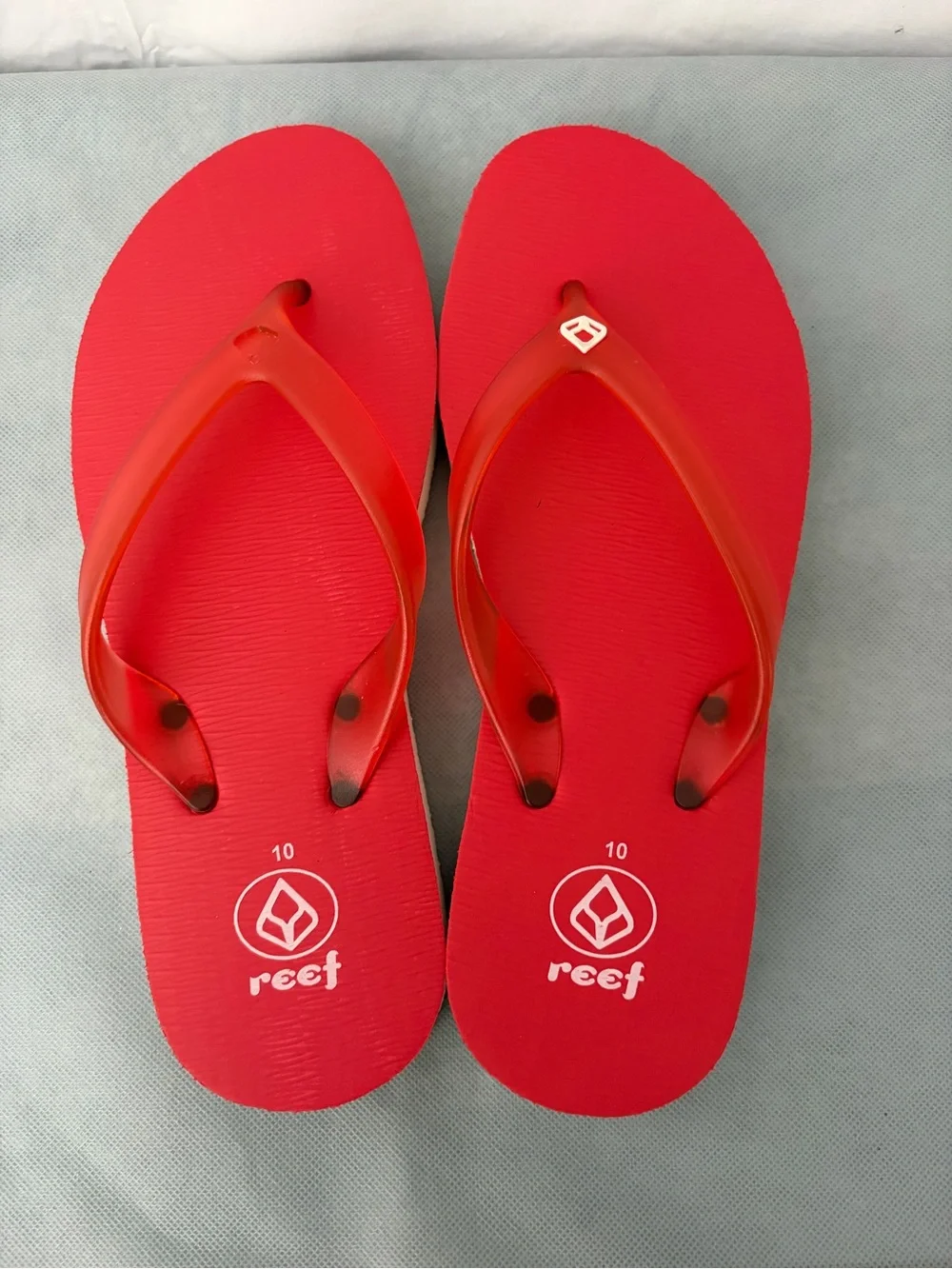 Reef Men’s Size 10 Red Platform Flip Flops Missing Front Logo Lightly Used(B224)